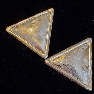 Vintage 1980s goldtone triangle pierced earrings